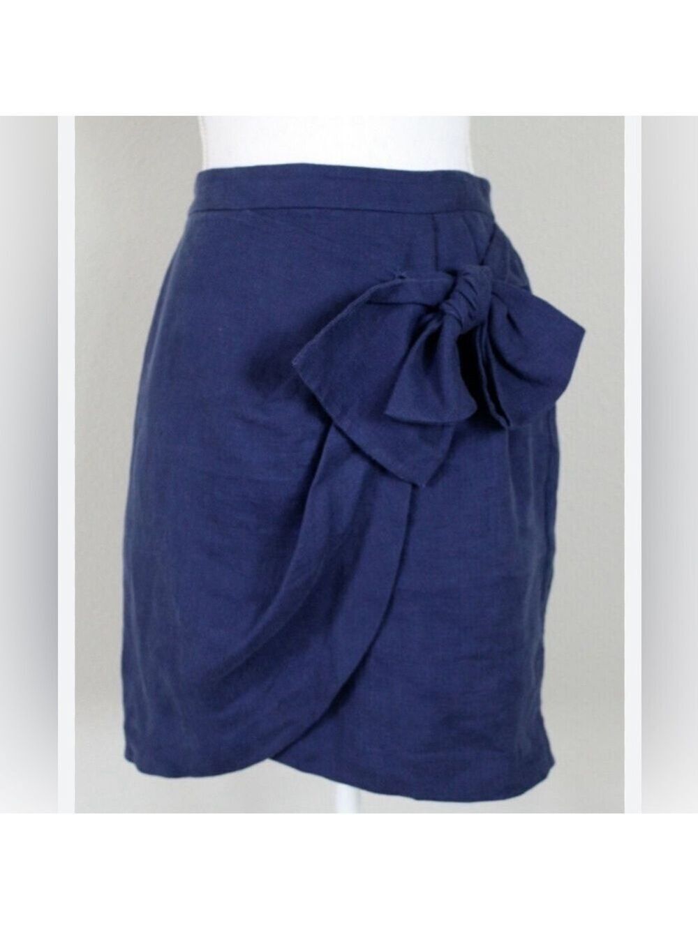 3.1 Phillip Lim Blue Linen Mini Wrap Skirt with bow size 0